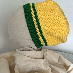 Yellow and Green Crochet Beanie Tam